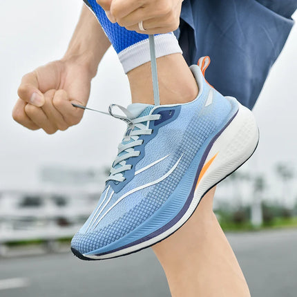 New friction sound carbon plate couple running shoes for male students shock-absorbing marathon sports shoes for female students