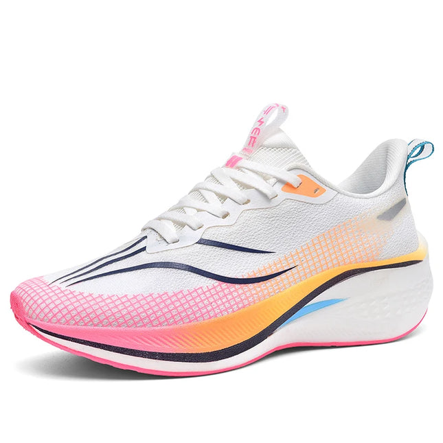 New friction sound carbon plate couple running shoes for male students shock-absorbing marathon sports shoes for female students