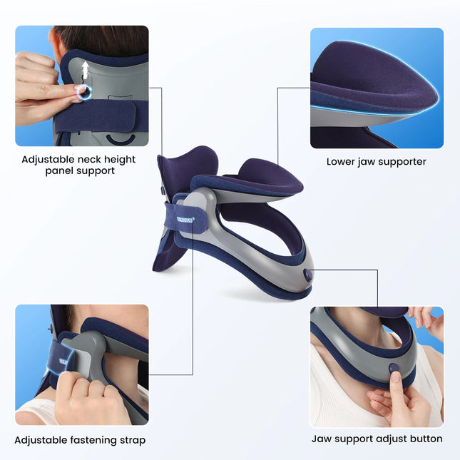 VELPEAU Cervical Traction Device, Neck Stretcher for Posture Correct and Spine Pressure, Adjustable Neck Brace for Men and Women
