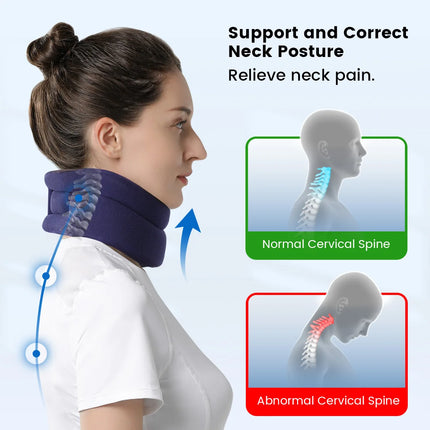 VELPEAU Neck Brace Support for Neck Pain and Spine Pressure, Adjustable Foam Cervical Collar for Snoozing and Sleep Apnea