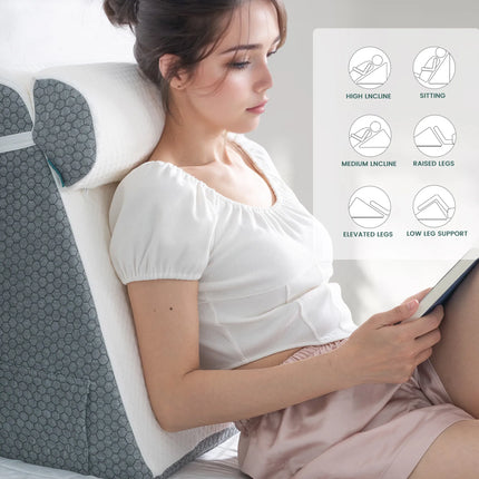2 Pcs Memory Foam Bed Wedge Pillow/Neck Pillow For Back, Leg, And Knee - Triangle Pillow With Removable Cover