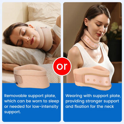 VELPEAU Neck Brace Support for Neck Pain and Spine Pressure, Adjustable Foam Cervical Collar for Snoozing and Sleep Apnea
