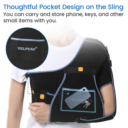 VELPEAU Arm Sling for Elbow Injury, Forearm Fracture, Broken Shoulder, Breathable and Soft Shoulder Immobilizer Fits Both Arms