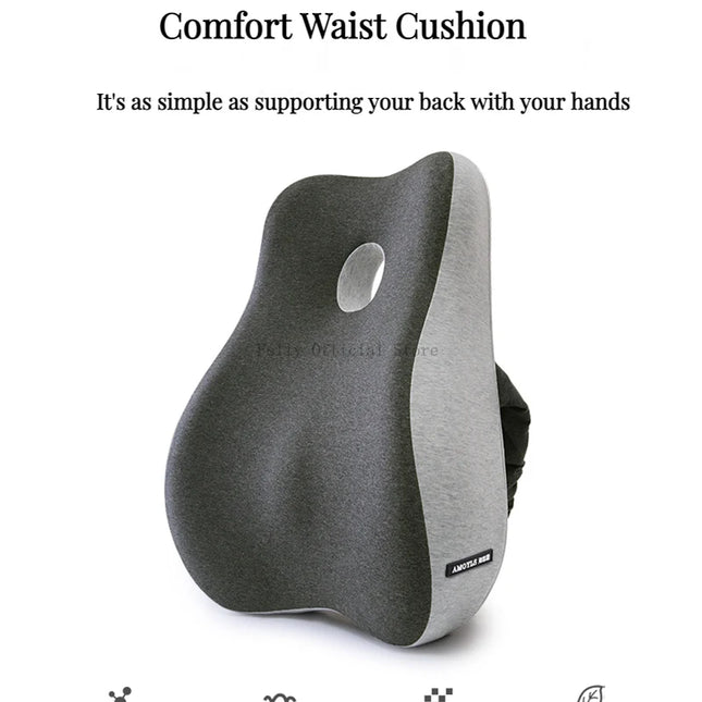 Memory Foam Waist Cushion Massage Back Orthopedic Pillow Lumbar Office Chair Cushion Car Seat Support Pad Buttock Coccyx Pillows