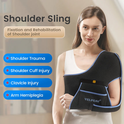 VELPEAU Arm Sling for Elbow Injury, Forearm Fracture, Broken Shoulder, Breathable and Soft Shoulder Immobilizer Fits Both Arms