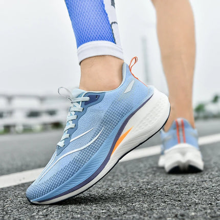 New friction sound carbon plate couple running shoes for male students shock-absorbing marathon sports shoes for female students