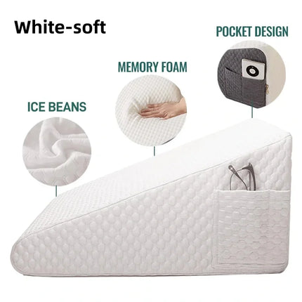 2 Pcs Memory Foam Bed Wedge Pillow/Neck Pillow For Back, Leg, And Knee - Triangle Pillow With Removable Cover
