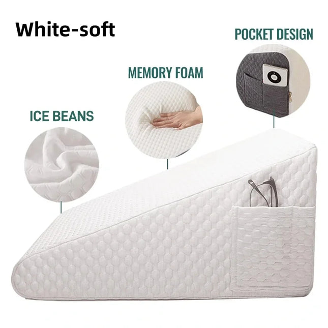 2 Pcs Memory Foam Bed Wedge Pillow/Neck Pillow For Back, Leg, And Knee - Triangle Pillow With Removable Cover