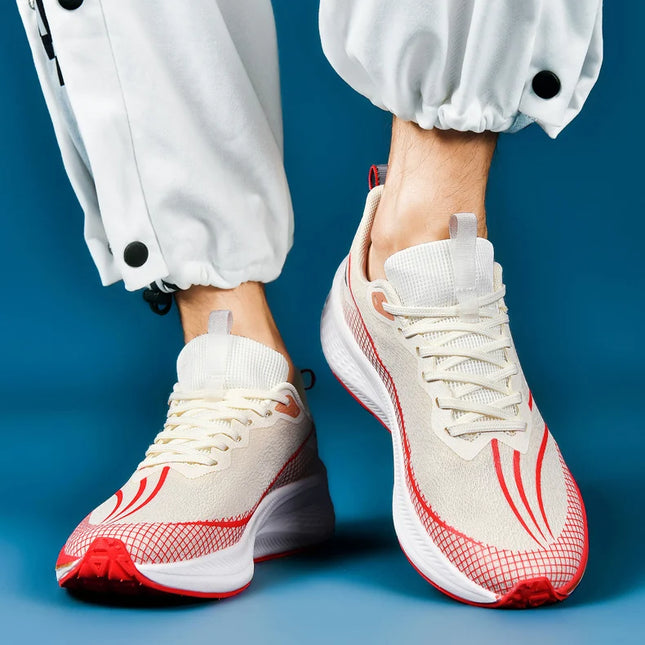 New friction sound carbon plate couple running shoes for male students shock-absorbing marathon sports shoes for female students