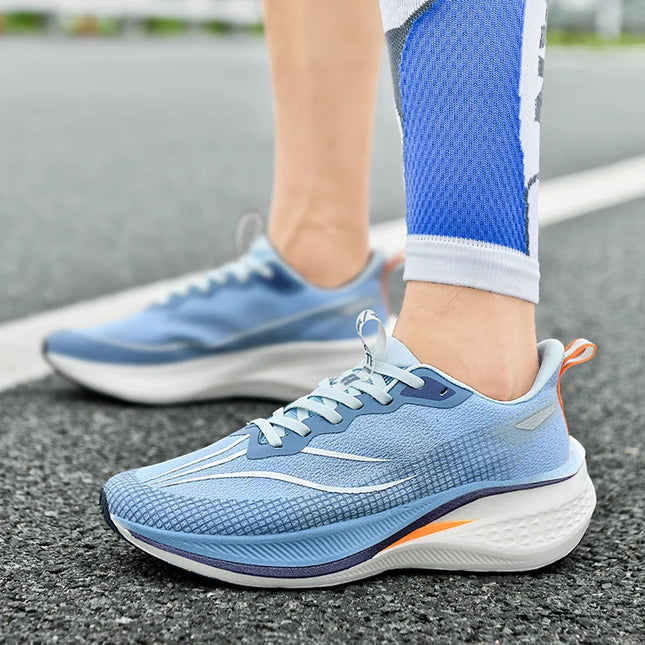 New friction sound carbon plate couple running shoes for male students shock-absorbing marathon sports shoes for female students