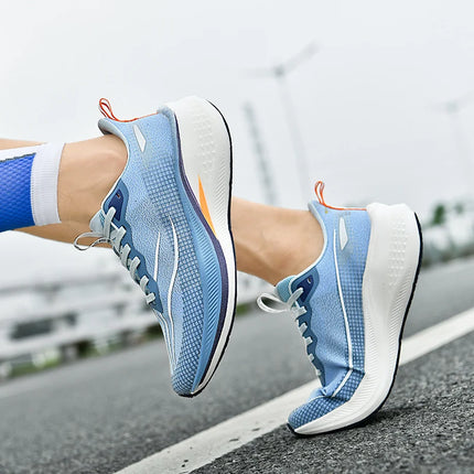 New friction sound carbon plate couple running shoes for male students shock-absorbing marathon sports shoes for female students