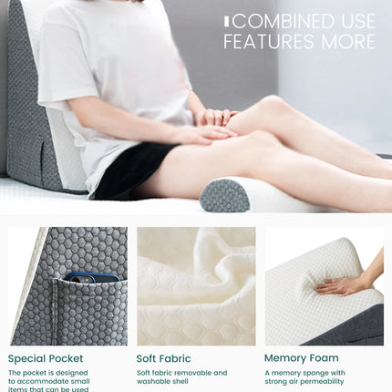 2 Pcs Memory Foam Bed Wedge Pillow/Neck Pillow For Back, Leg, And Knee - Triangle Pillow With Removable Cover