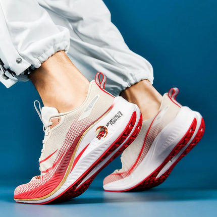 New friction sound carbon plate couple running shoes for male students shock-absorbing marathon sports shoes for female students