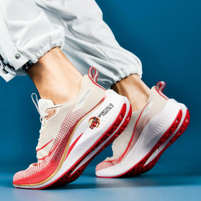 New friction sound carbon plate couple running shoes for male students shock-absorbing marathon sports shoes for female students