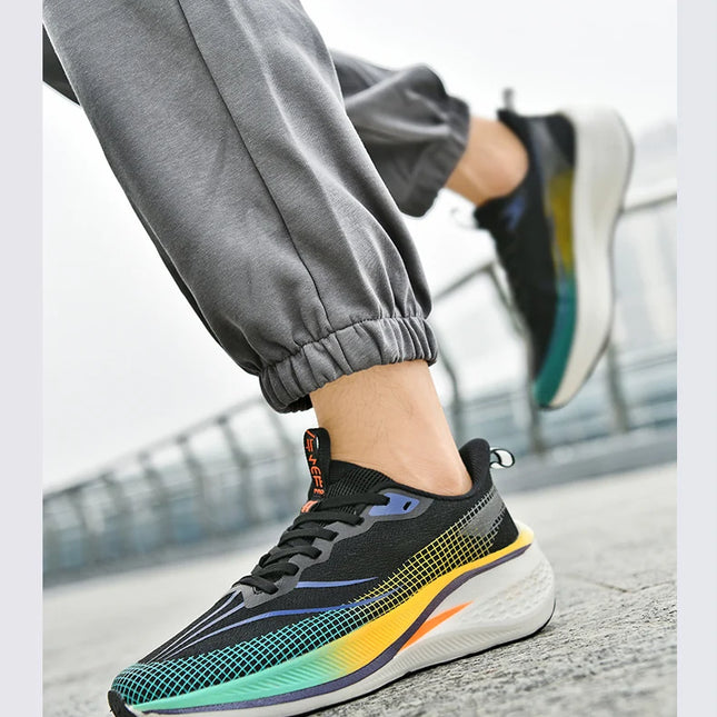 New friction sound carbon plate couple running shoes for male students shock-absorbing marathon sports shoes for female students