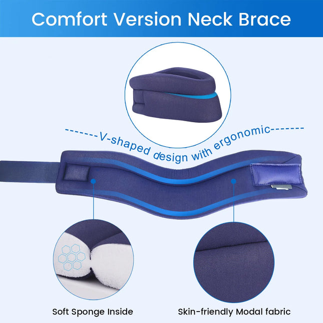 VELPEAU Neck Brace Support for Neck Pain and Spine Pressure, Adjustable Foam Cervical Collar for Snoozing and Sleep Apnea